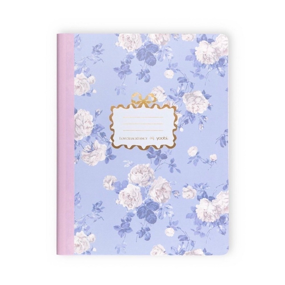 Love Shack Fancy Composition Notebook Everblooming Rosettes Blue Floral NEW - Picture 2 of 2